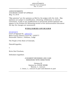 ANNOUNCEMENTS COLORADO COURT OF APPEALS May 19
