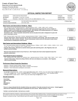 County of Santa Clara OFFICIAL INSPECTION REPORT
