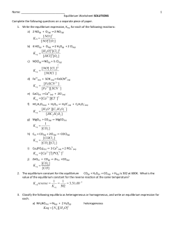 Equilibrium Worksheet