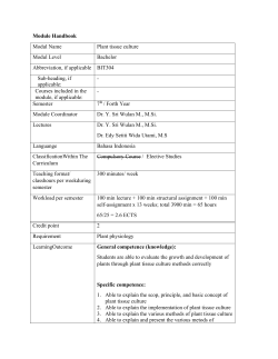 Module Handbook Modul Name Plant tissue culture Modul Level