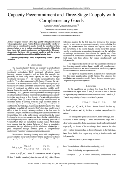 Capacity Precommitment and Three