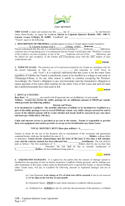 GSR &ndash; Capstone Quarters Lease Agreement Page 1 of 5 (the &ldquo;Term