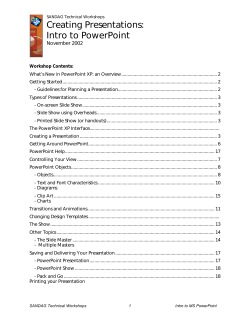 Creating Presentations: Intro to PowerPoint