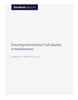 Handout: Ensuring Quality Instructional Tasks in Math K-12