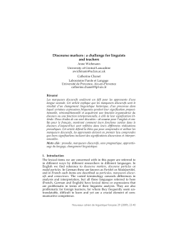 Discourse markers : a challenge for linguists and teachers