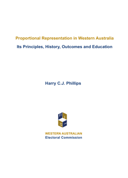 Proportional Representation in Western Australia Its Principles