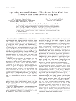 Long-Lasting Attentional Influence of Negative and Taboo Words in