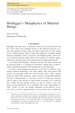 Heideggers Metaphysics of Material Beings