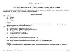 Tenth Grade Alignment of USOE English Language Arts Core to