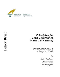 Principles for Good Governance in the 21st Century