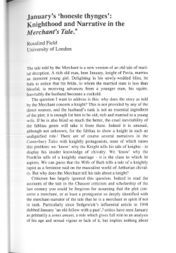 Rosalind Field - `January`s "honeste thynges": Knighthood and