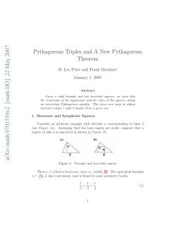 arXiv:math/0701554v2 [math.HO] 22 May 2007 Pythagorean Triples