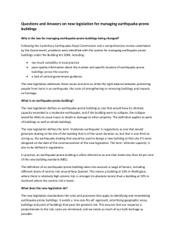 Questions and answers on new legislation for managing earthquake