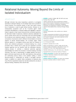 Relational Autonomy: Moving Beyond the Limits of