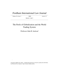 The Perils of Globalization and the World Trading System