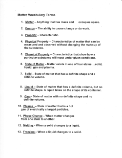 Matter Vocabulary Terms