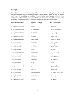 1 Synalepha Vowel Combination Spanish Example IPA Transcription