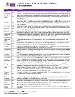 Class Descriptions - Summit Health and Fitness