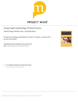 George Engel￢ﾀﾙs Epistemology of Clinical Practice