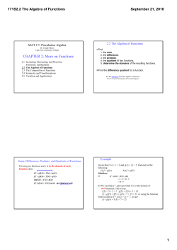 171S2.2 The Algebra of Functions