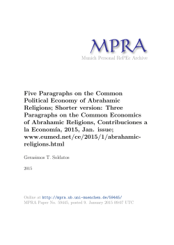 Five Paragraphs on the Common Political Economy of Abrahamic