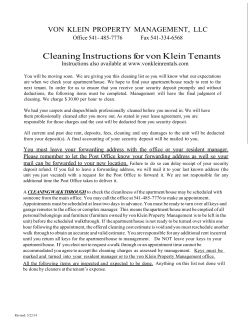 Cleaning Instructions for von Klein Tenants