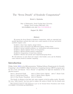 The &ldquo;Seven Dwarfs&rdquo; of Symbolic Computation*
