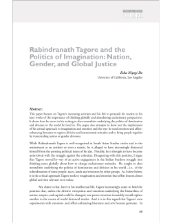 Rabindranath Tagore and the Politics of Imagination: Nation