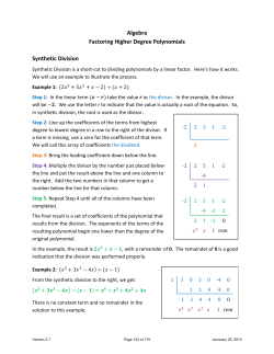 Algebra Factoring Higher Degree Polynomials Synthetic Division
