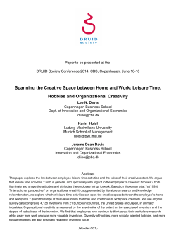 Spanning the Creative Space between Home and Work: Leisure