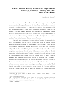 Maxwell, Kenneth. Pombal, Paradox of the Enlightenment