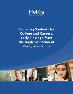 Early Findings from the Implementation of Ready Now Yuma