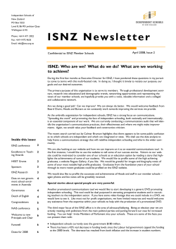 Newsletter April 2008 - Independent Schools of New Zealand