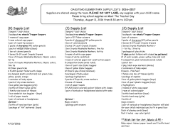 Supply List - Oakstead Elementary School