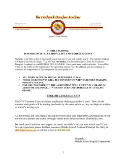 Middle School Summer Reading Assignment 2016-2017