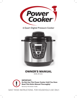 Power Cooker Owner`s Manual