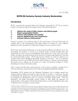 EICTA reply to EU Inclusive Society Industry Declaration