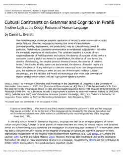 Everett, Cultural Constraints on Pirah&atilde; Grammar
