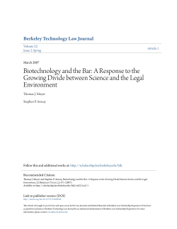 Biotechnology and the Bar - Berkeley Law Scholarship Repository