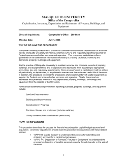 Capitalization and Depreciation