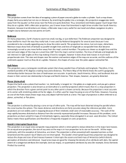 Summaries of Map Projections