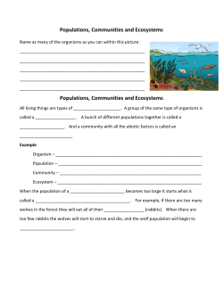 Populations, Communities and Ecosystems Populations