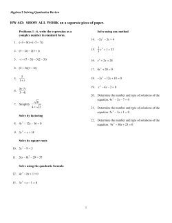 HW #43: SHOW ALL WORK on a separate piece of paper.