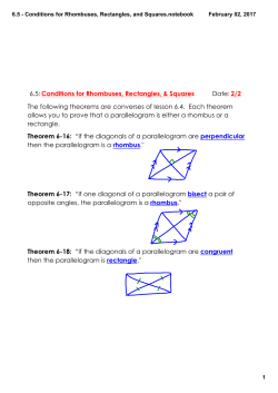 6.5 - Conditions for Rhombuses, Rectangles, and Squares.notebook