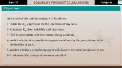 SOLUBILITY PRODUCT CALCULATIONS