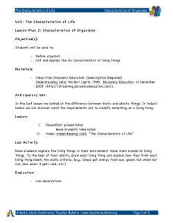Lesson 3 Characteristics of Organisms