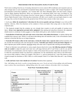 Procedures for Neutralizing Maple Wash Water