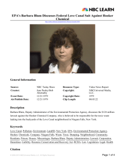 EPA`s Barbara Blum Discusses Federal Love Canal