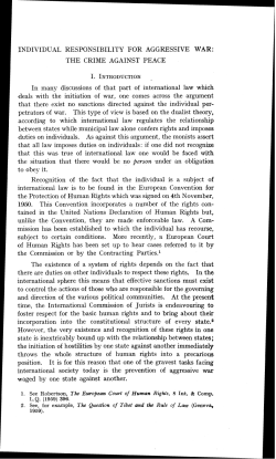 lNDIVIDUAL RESPONSIBILITY FOR AGGRESSIVE WAR