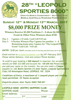 Leopold 8000 Entry 2017 - Leopold Sportsman Club